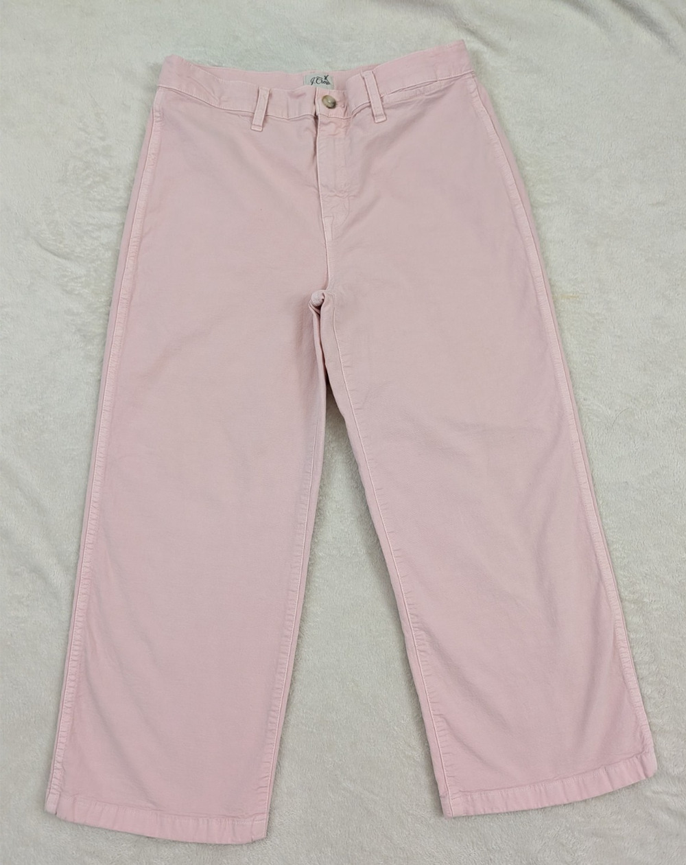 J.Crew sz 29 Slim wide Leg Pants in washed canvas pink crop stretchy 0192